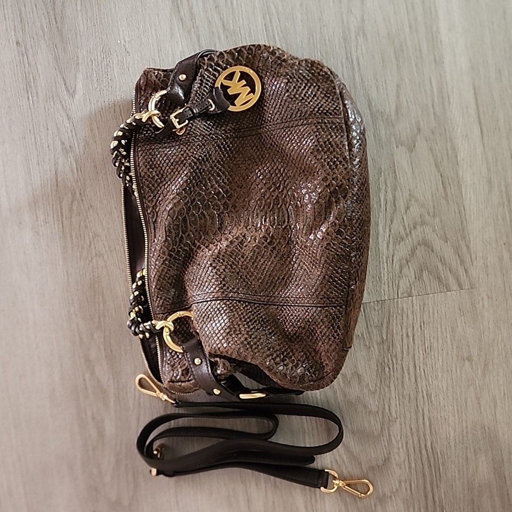 Michael Kor Panthon Print leather bag satchel with golden buckle